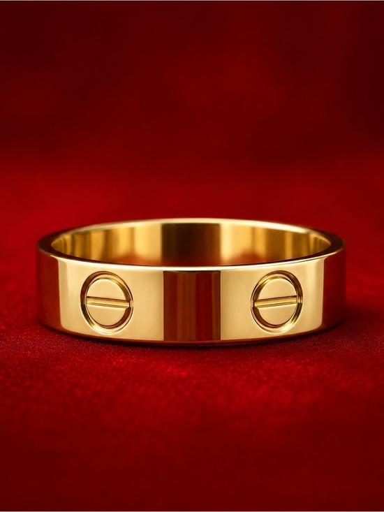Fashion Jewelry Jewelry - SIZE 8 Gold Screw-Accent womens Band
